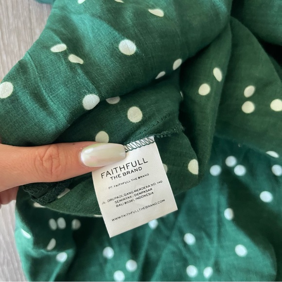 Faithfull the Brand Green Polka Dot Midi Dress Tie Back - Picture 9 of 9